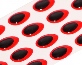 3D Epoxy Teardrop Eyes, Fluo Red, 7 mm